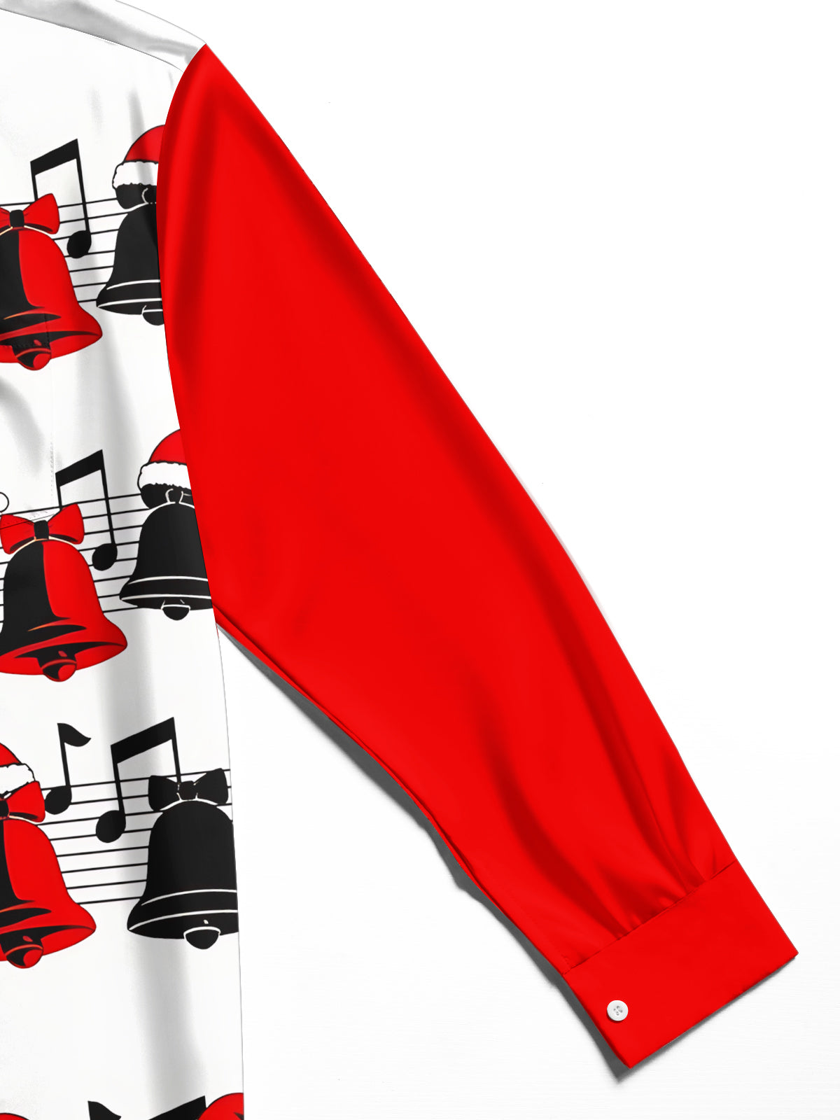 Oceanlyte Men's Long Sleeve Shirt - Christmas Bells And Musical Notes With Santa Hats Print with Chest Pocket
