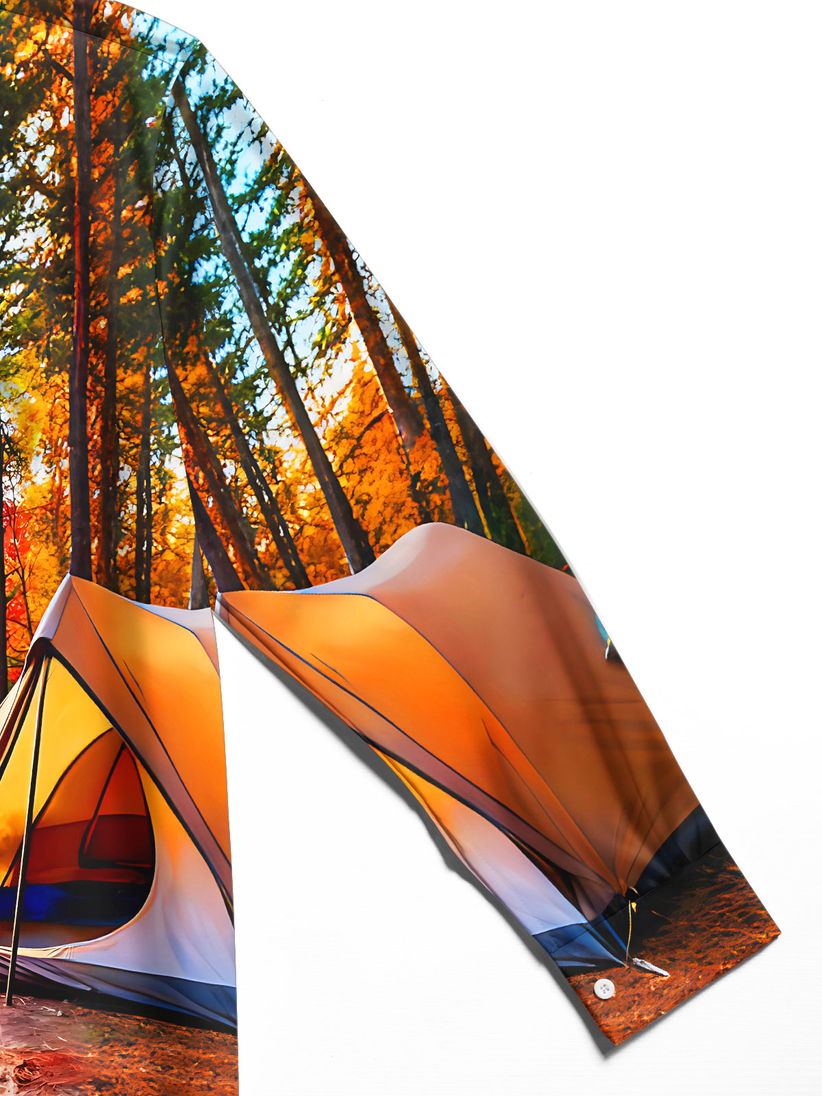 Oceanlyte Men's Printed Autumn Forest Camping Scene Print Long Sleeve Shirt with Chest Pocket