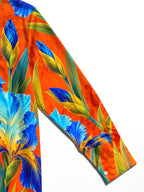 Oceanlyte Men's Blue Iris Flowers And Green Leaves Print Long Sleeve Shirt with Chest Pocket