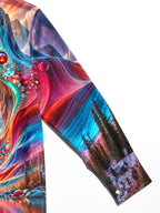 Oceanlyte Men's Long Sleeve Shirt - Psychedelic Mountain Lake Landscape With Mandala Sun Print with Chest Pocket
