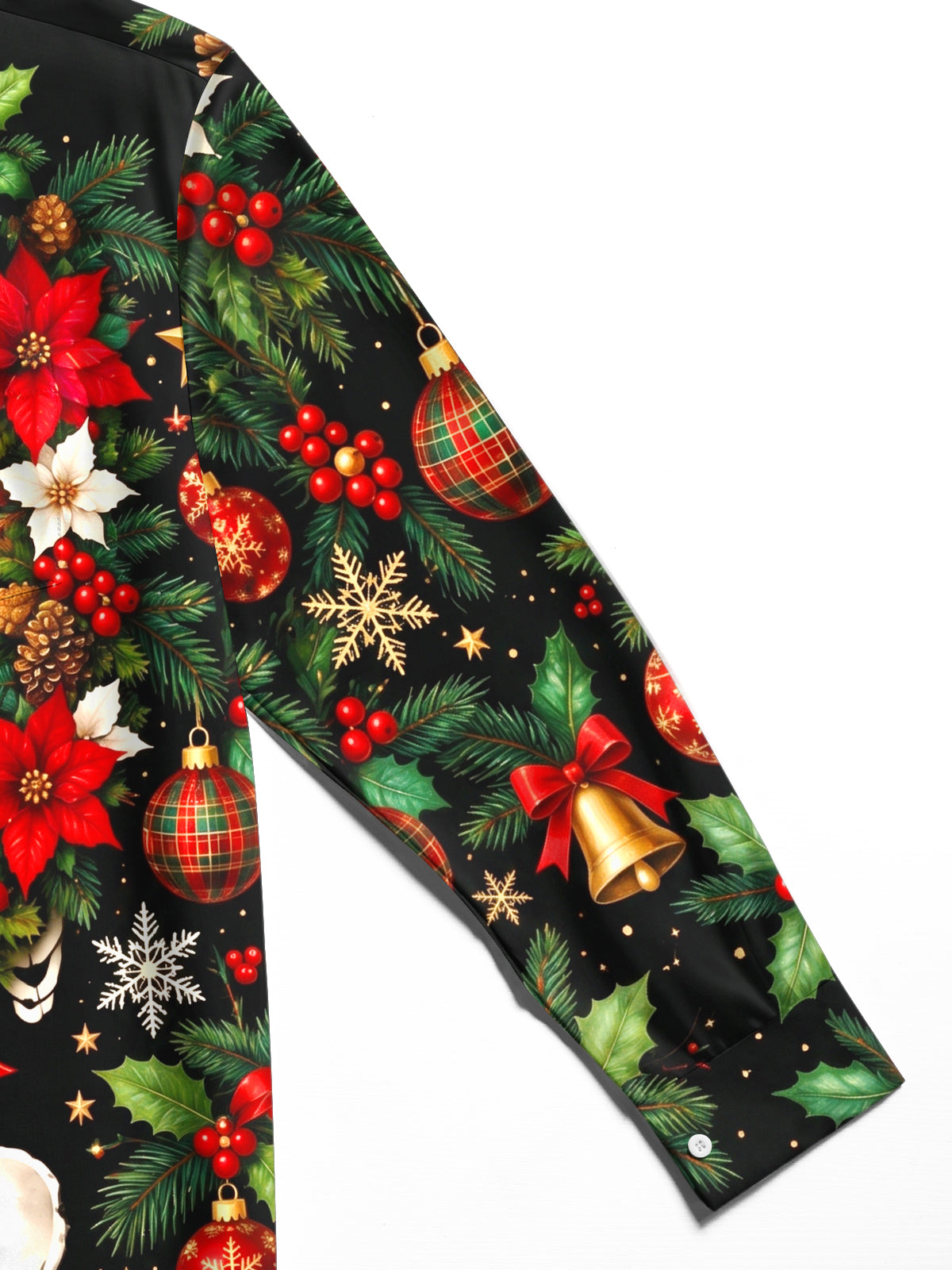 Oceanlyte Men's Skeleton Torso And Christmas Ornaments Print Long Sleeve Shirt with Chest Pocket