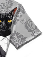 Oceanlyte Men's Hawaiian Cat In Tuxedo Print Short Sleeve Shirt with Chest Pocket