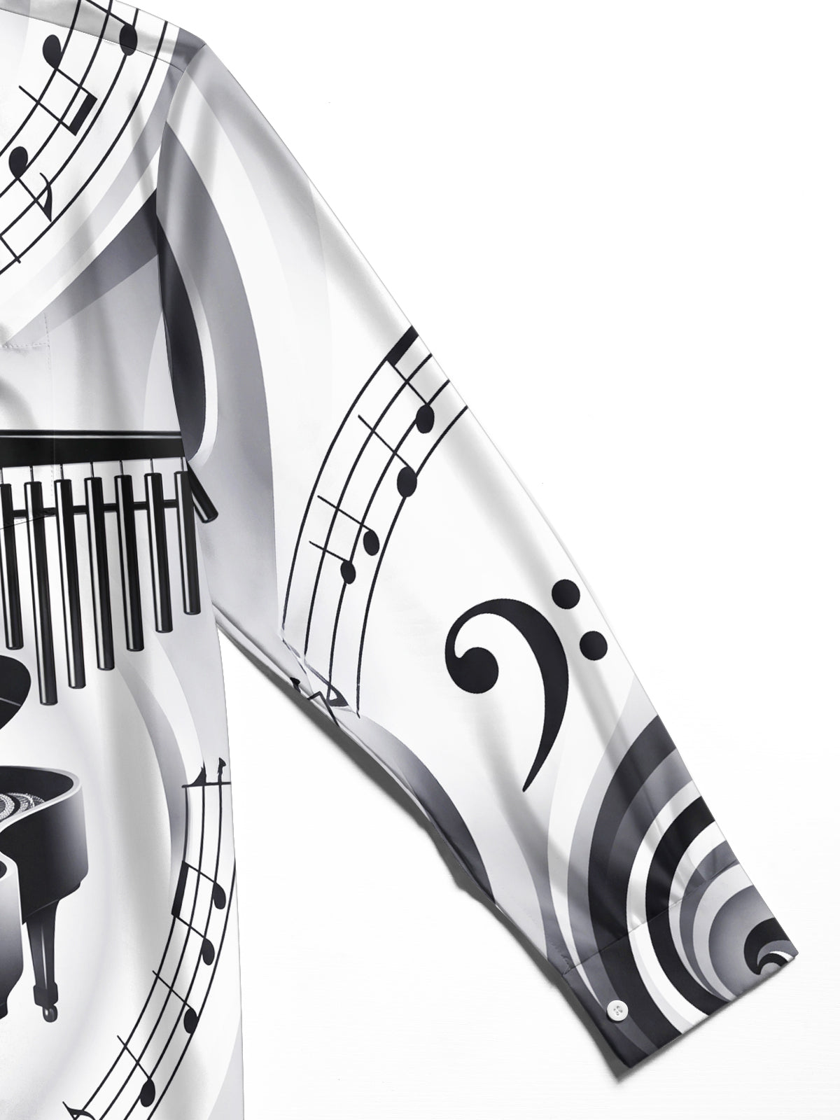 Oceanlyte Men's Graphic Piano Harp Music Note Pattern Long Sleeve Shirt with Chest Pocket