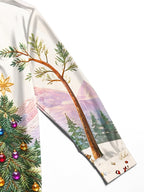 Oceanlyte Men's Long Sleeve Shirt - Christmas Tree And Ornaments With Squirrels Print with Chest Pocket