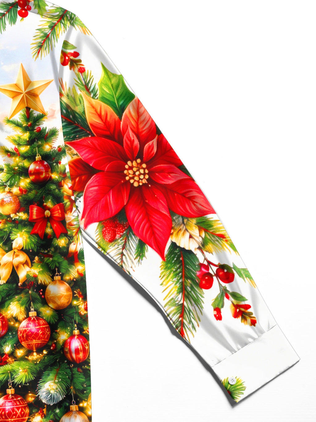 Oceanlyte Men's Squirrel In Santa Hat And Christmas Tree Print Long Sleeve Shirt with Chest Pocket