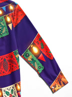 Oceanlyte Men's Long Sleeve Shirt - Christmas Paper-cutting Flags And String Lights Print with Chest Pocket