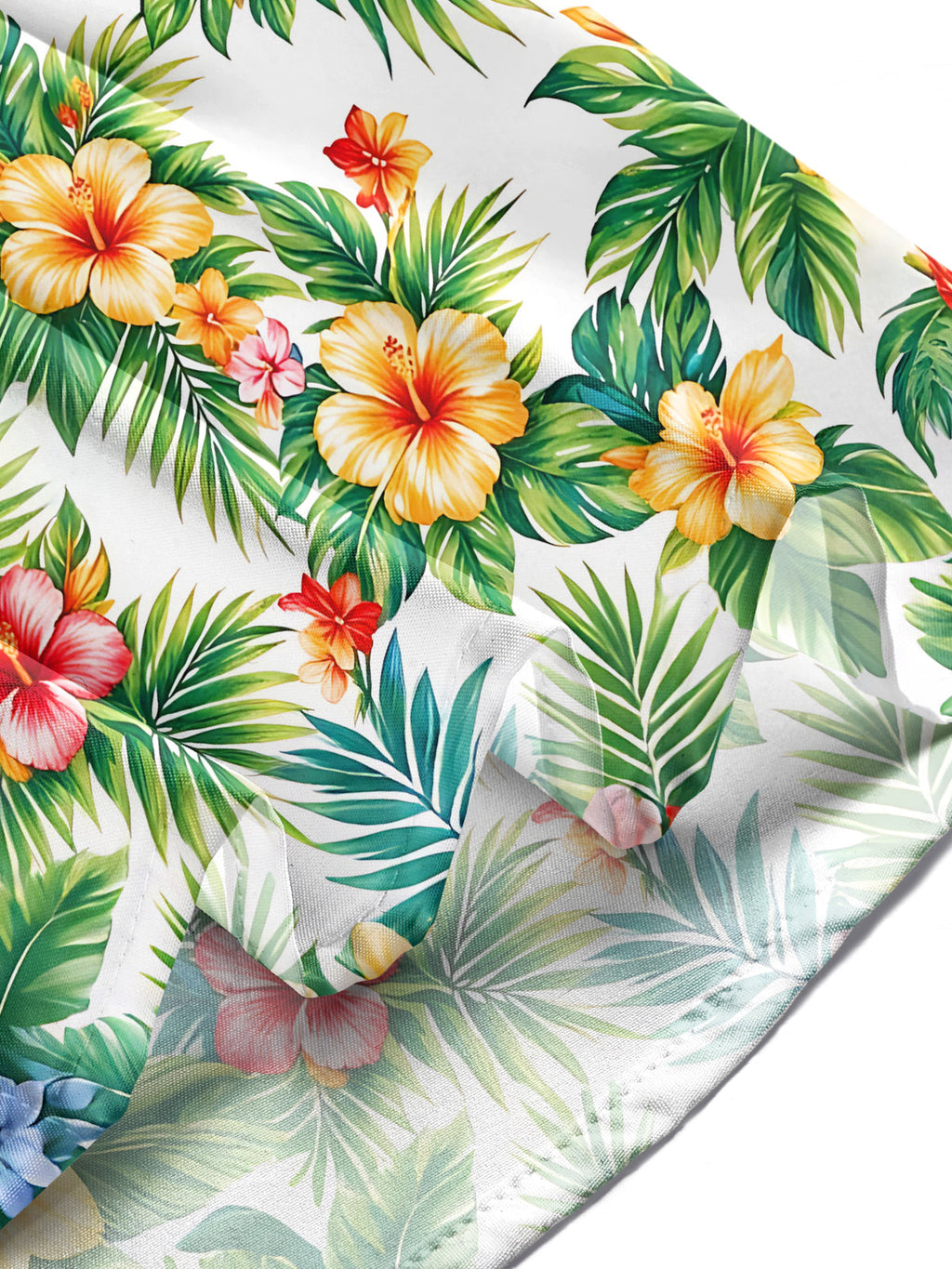 Oceanlyte Men's Long Sleeve Shirt - Tropical Hibiscus Flowers And Palm Leaves Print with Chest Pocket