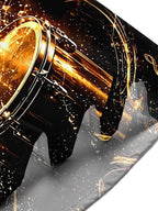 Oceanlyte Men's Graphic Golden Drum Set Print Short Sleeve Shirt with Chest Pocket