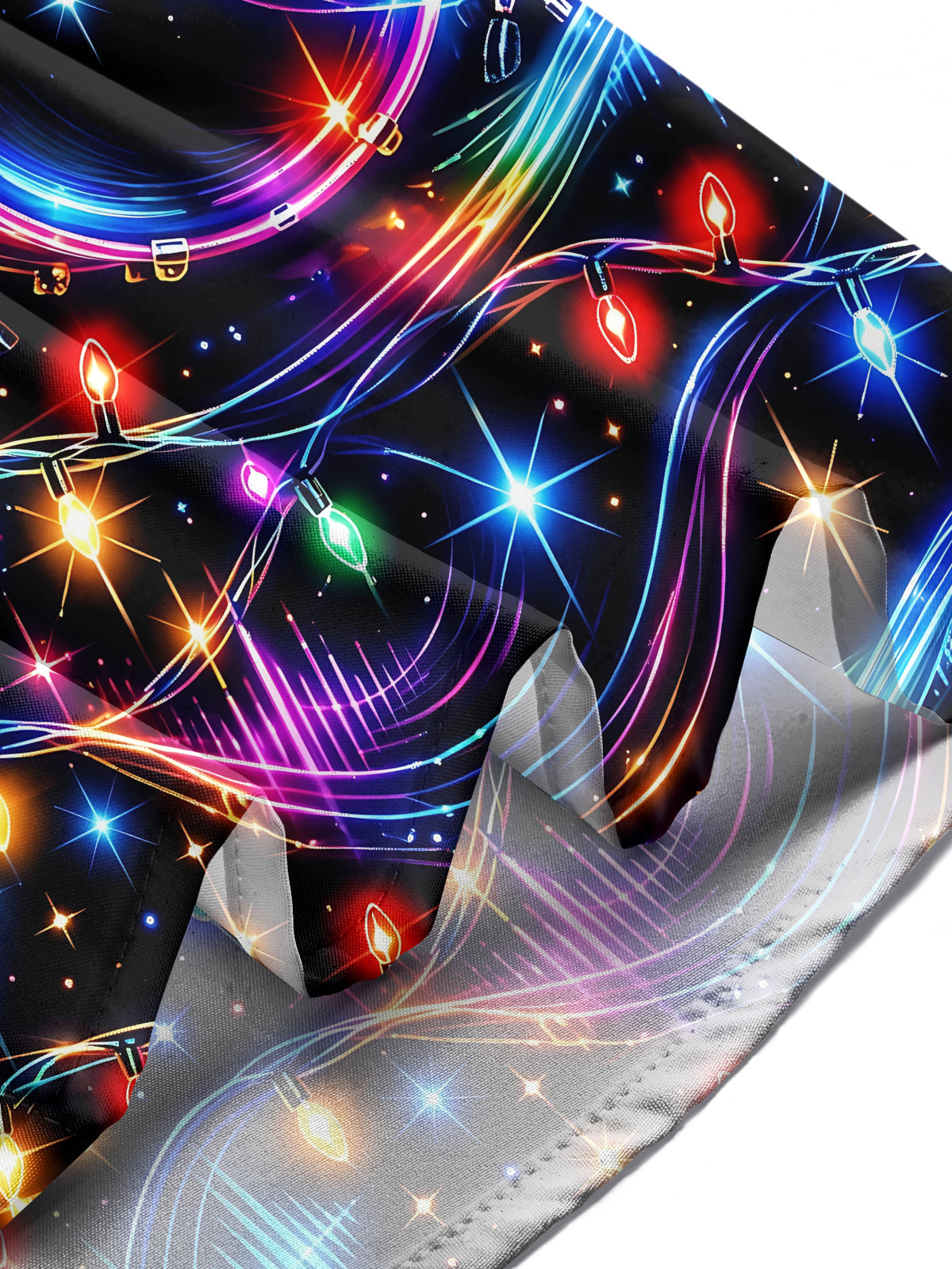 Oceanlyte Men's Neon Drum Kit And Christmas Lights Print Long Sleeve Shirt with Chest Pocket