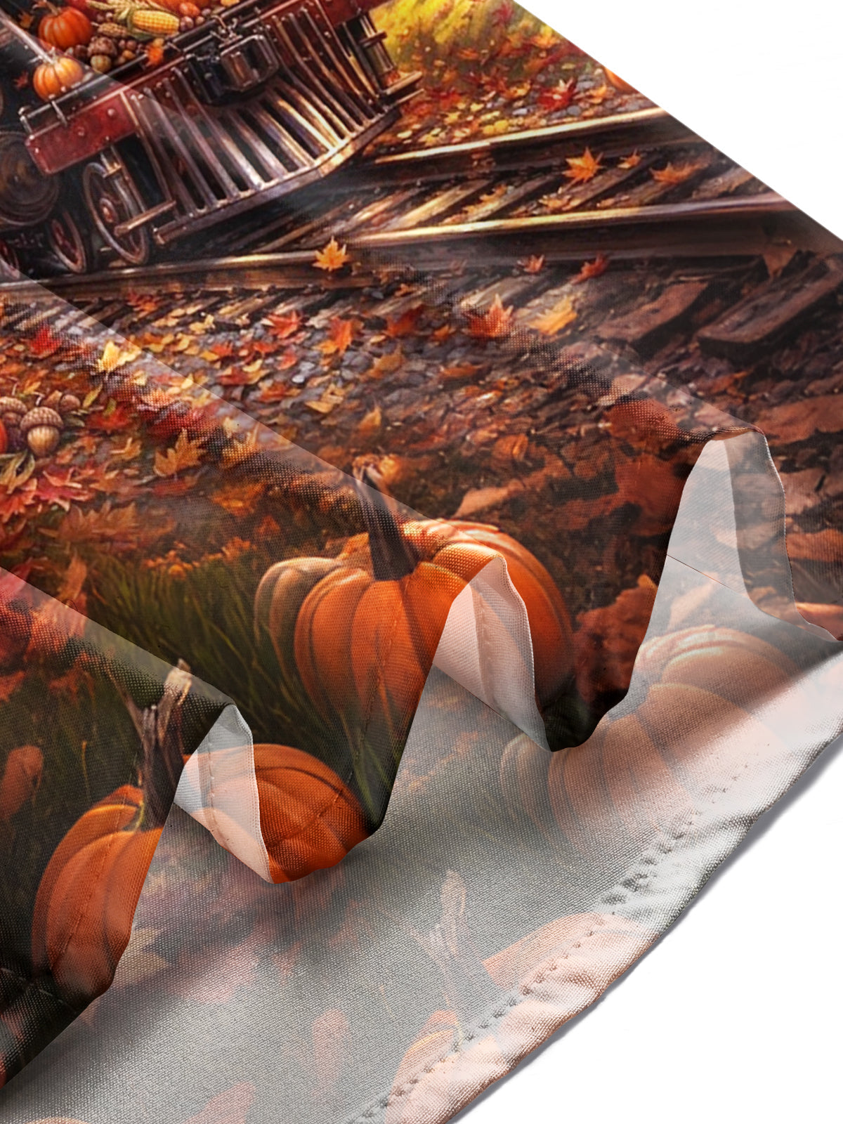 Oceanlyte Men's Long Sleeve Shirt - Thanksgiving Autumn Train With Pumpkins And Corn Print with Chest Pocket