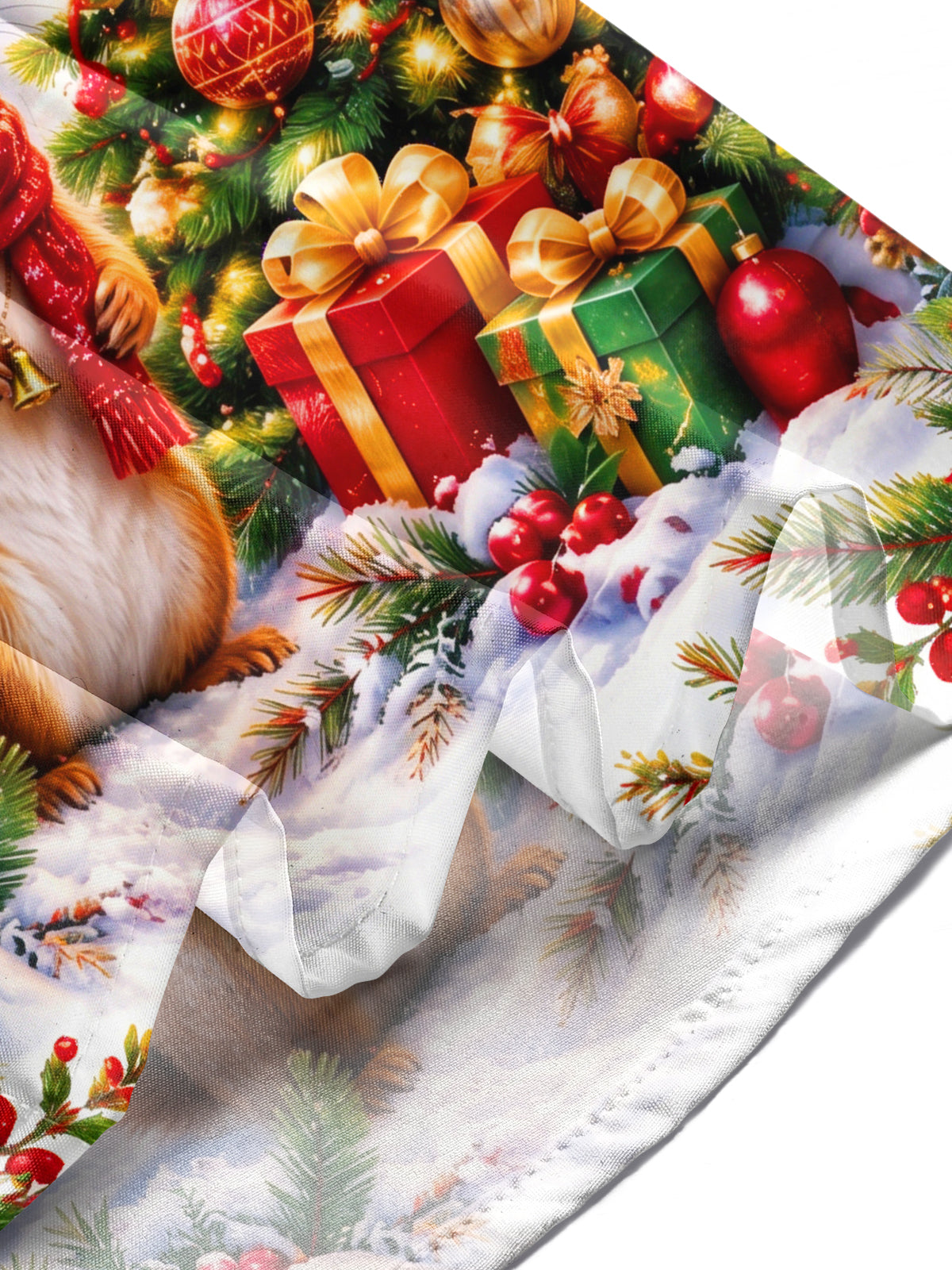 Oceanlyte Men's Squirrel In Santa Hat And Christmas Tree Print Long Sleeve Shirt with Chest Pocket