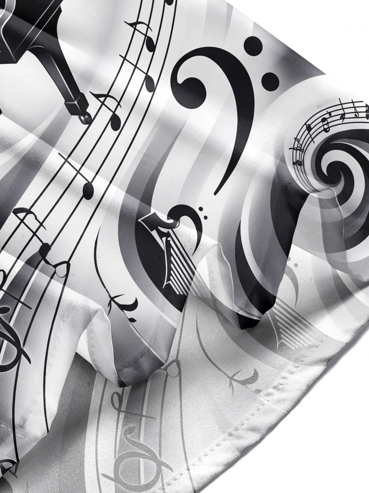 Oceanlyte Men's Graphic Piano Harp Music Note Pattern Long Sleeve Shirt with Chest Pocket