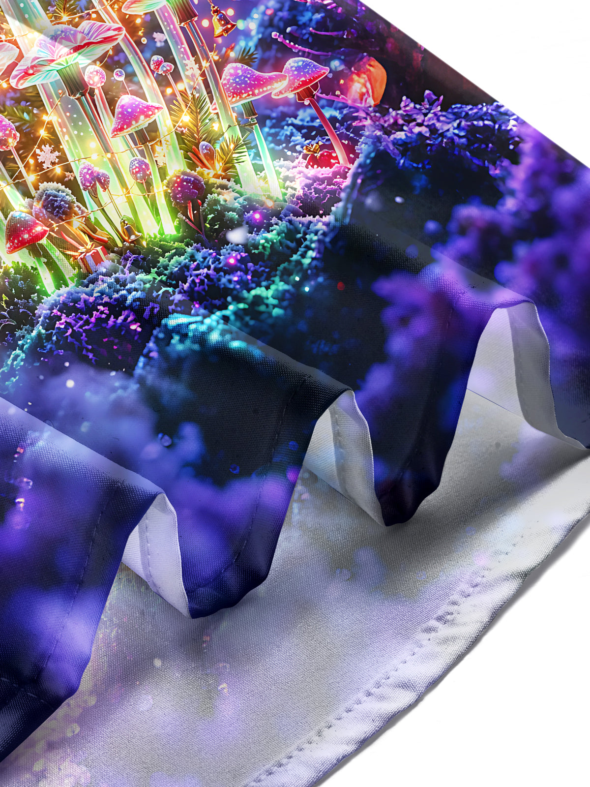 Oceanlyte Men's Long Sleeve Shirt - Christmas Neon Glowing Mushrooms And Winter Forest Print with Chest Pocket