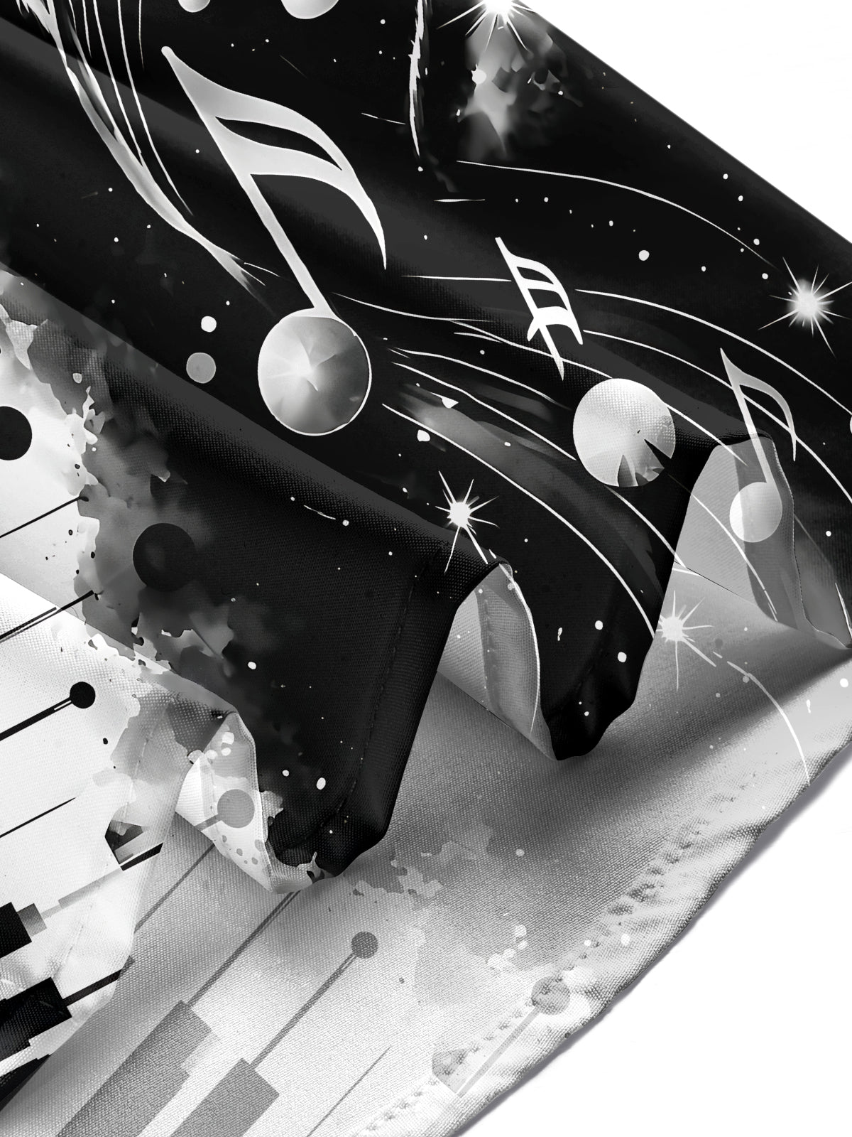 Oceanlyte Men's Piano Keys And Cat With Musical Notes Print Long Sleeve Shirt with Chest Pocket