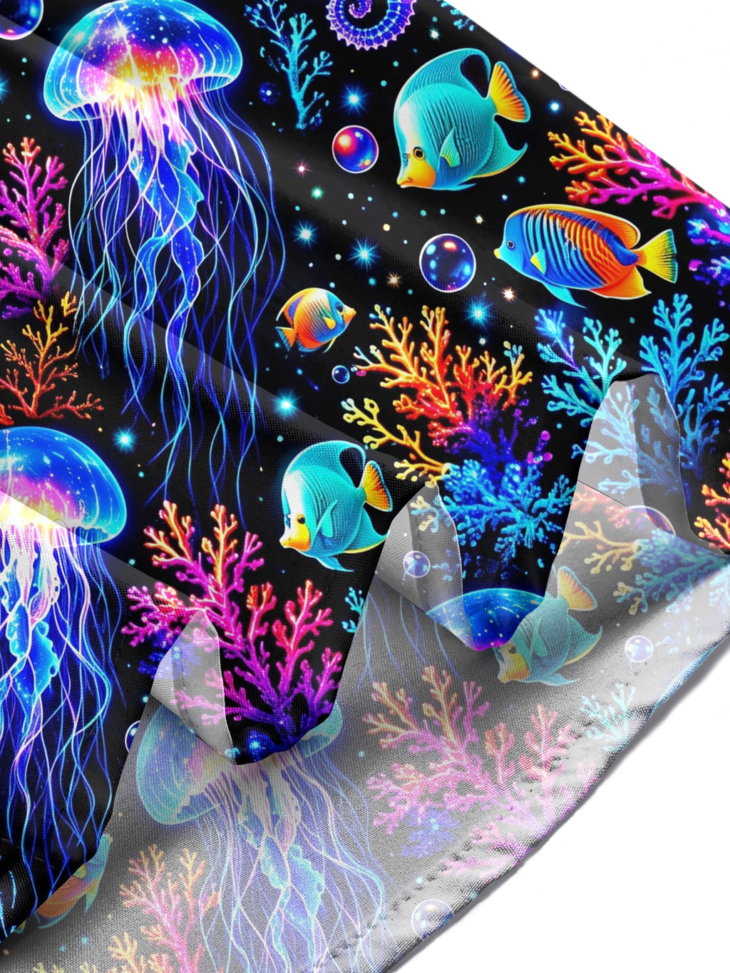 Oceanlyte Men's Graphic Neon Jellyfish And Seahorse Print Long Sleeve Shirt with Chest Pocket