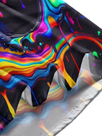 Oceanlyte Men's Graphic Abstract Rainbow Dripping Paint Print Long Sleeve Button Down Shirt with Chest Pocket