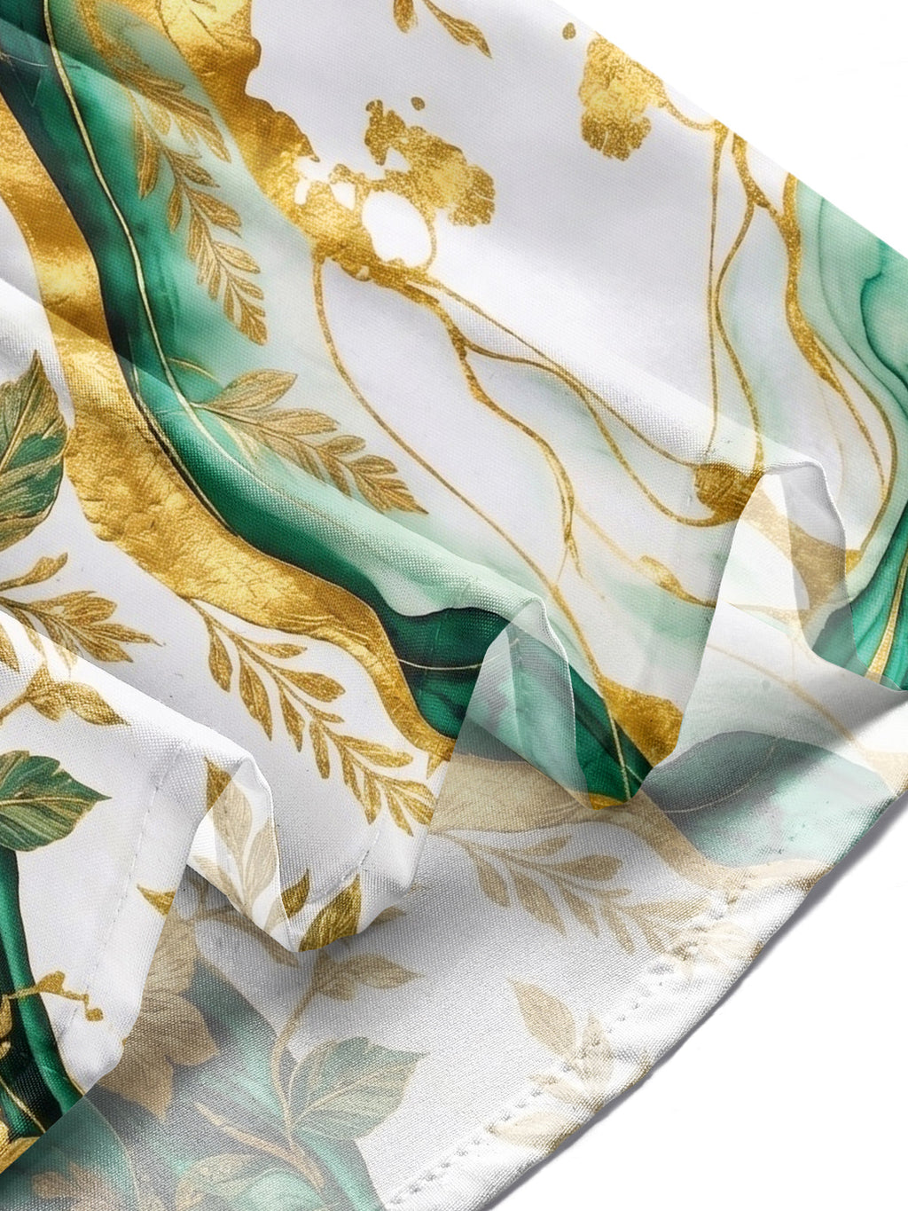 Oceanlyte Men's Tropical Green Floral Leaf Print Long Sleeve Button Down Shirt with Chest Pocket