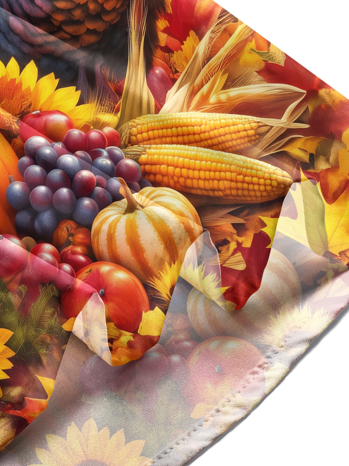 Oceanlyte Men's Long Sleeve Shirt - Thanksgiving Turkey And Harvest Cornucopia Print with Chest Pocket