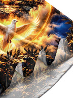 Oceanlyte Men's Printed Eagle Dove And Cross Print Long Sleeve Shirt with Chest Pocket