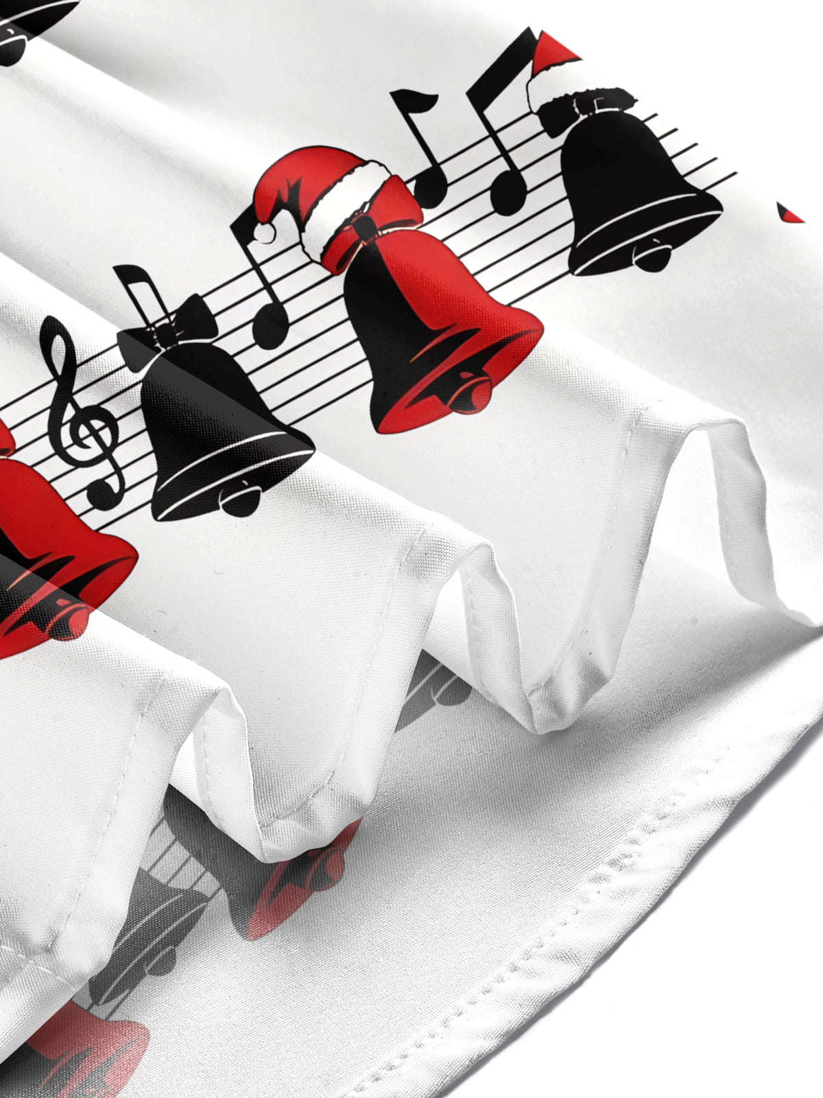 Oceanlyte Men's Long Sleeve Shirt - Christmas Bells And Musical Notes With Santa Hats Print with Chest Pocket