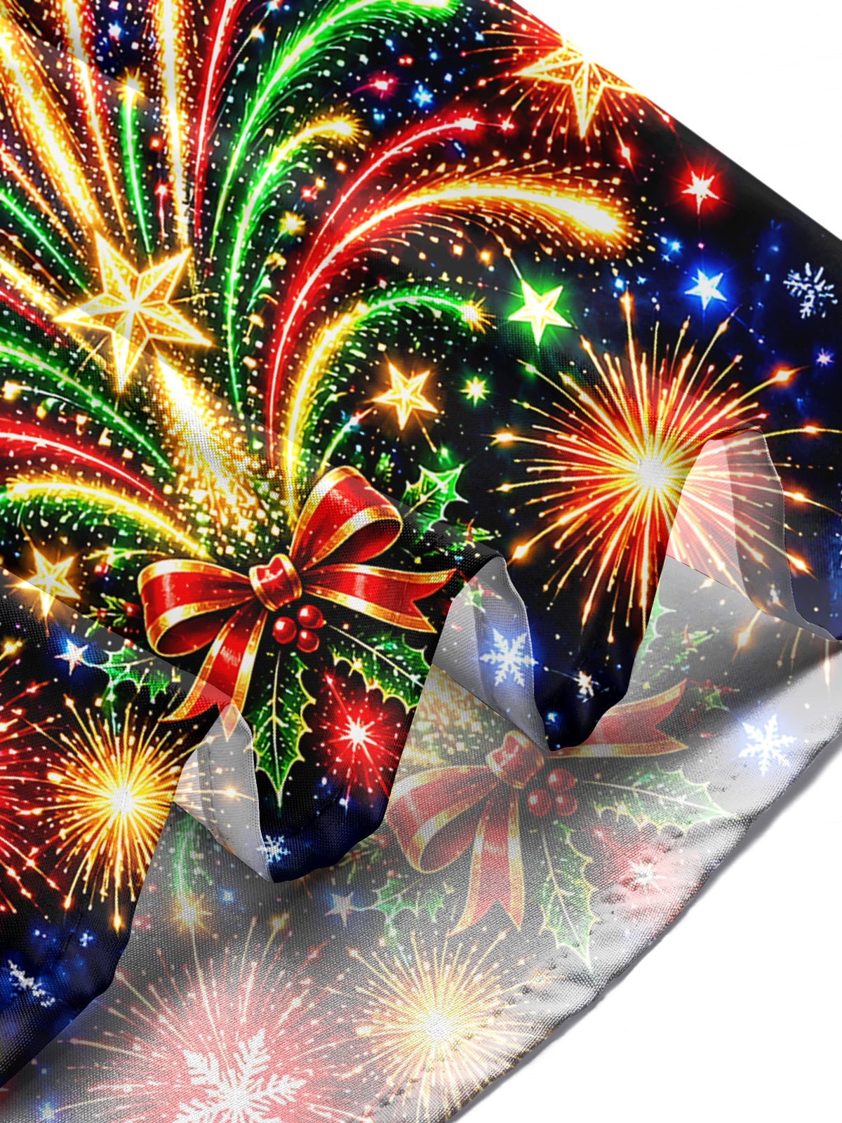 Oceanlyte Men's Long Sleeve Shirt - Christmas Fireworks Rockets And Ornaments Print with Chest Pocket