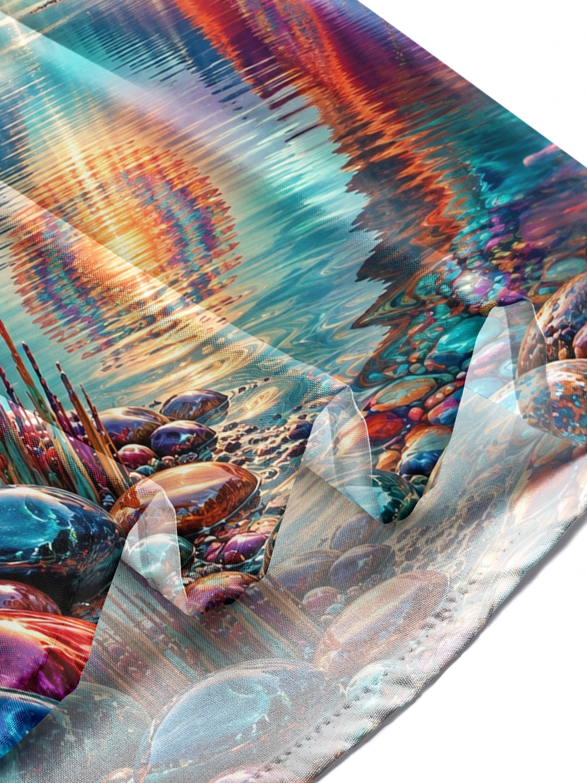 Oceanlyte Men's Long Sleeve Shirt - Psychedelic Mountain Lake Landscape With Mandala Sun Print with Chest Pocket