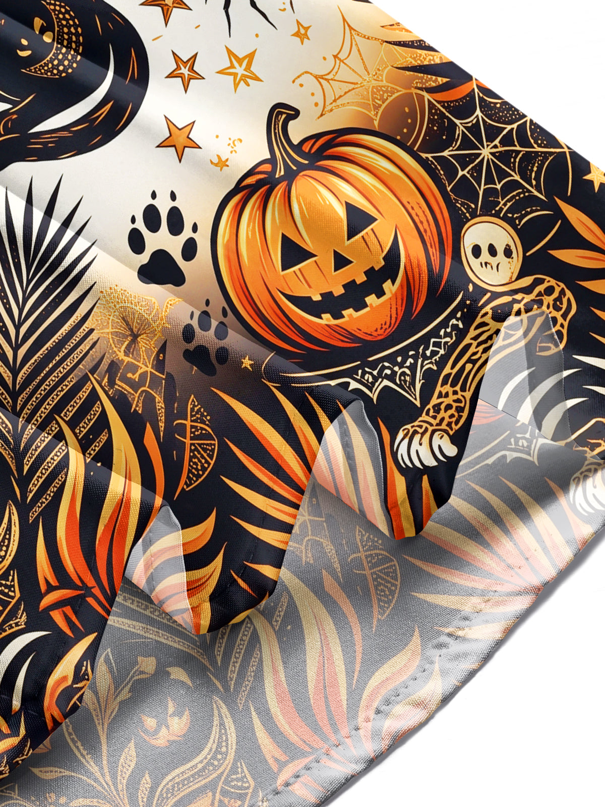 Oceanlyte Men's Halloween Black Cats And Pumpkins Print Long Sleeve Shirt with Chest Pocket