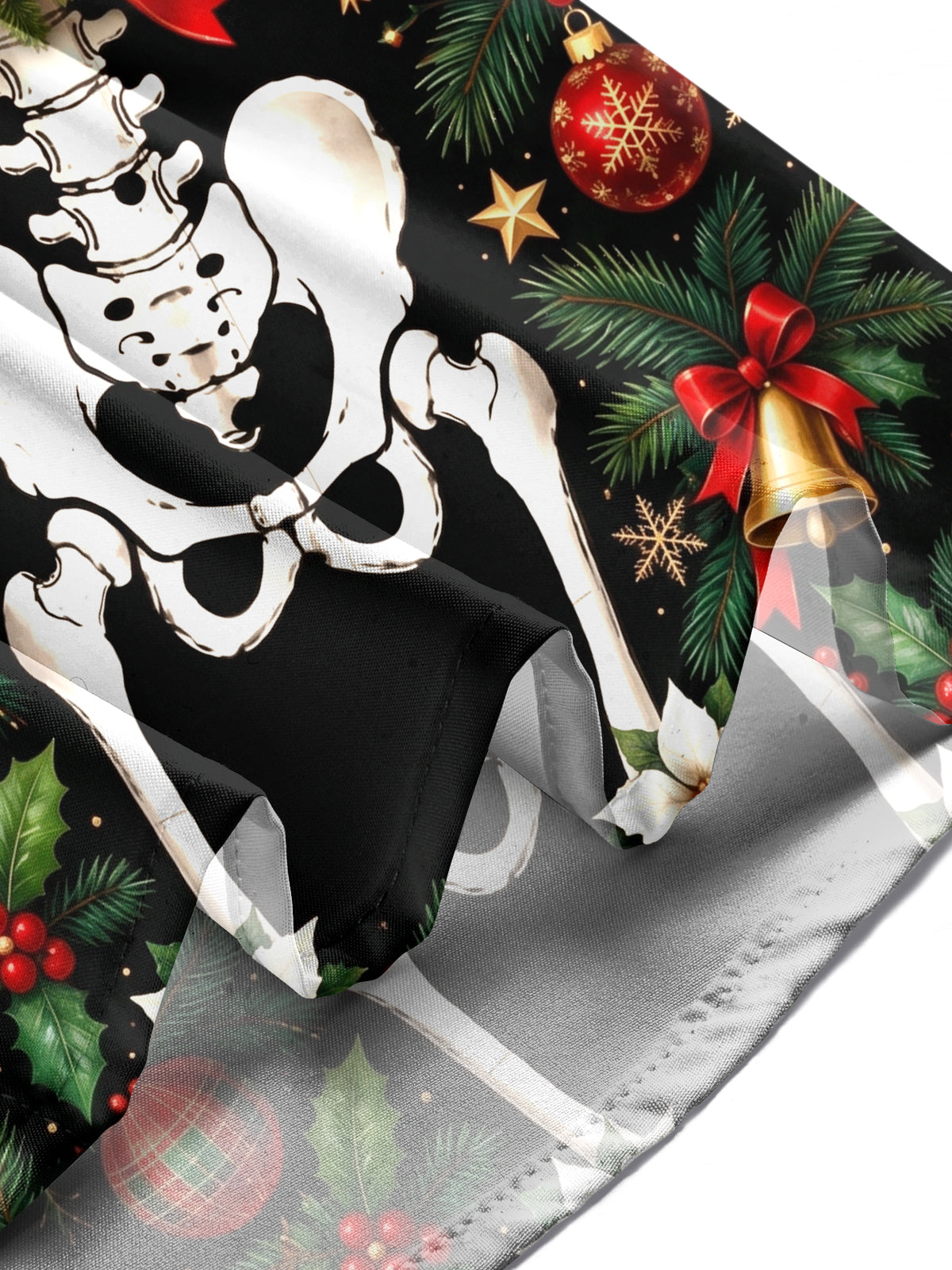 Oceanlyte Men's Skeleton Torso And Christmas Ornaments Print Long Sleeve Shirt with Chest Pocket