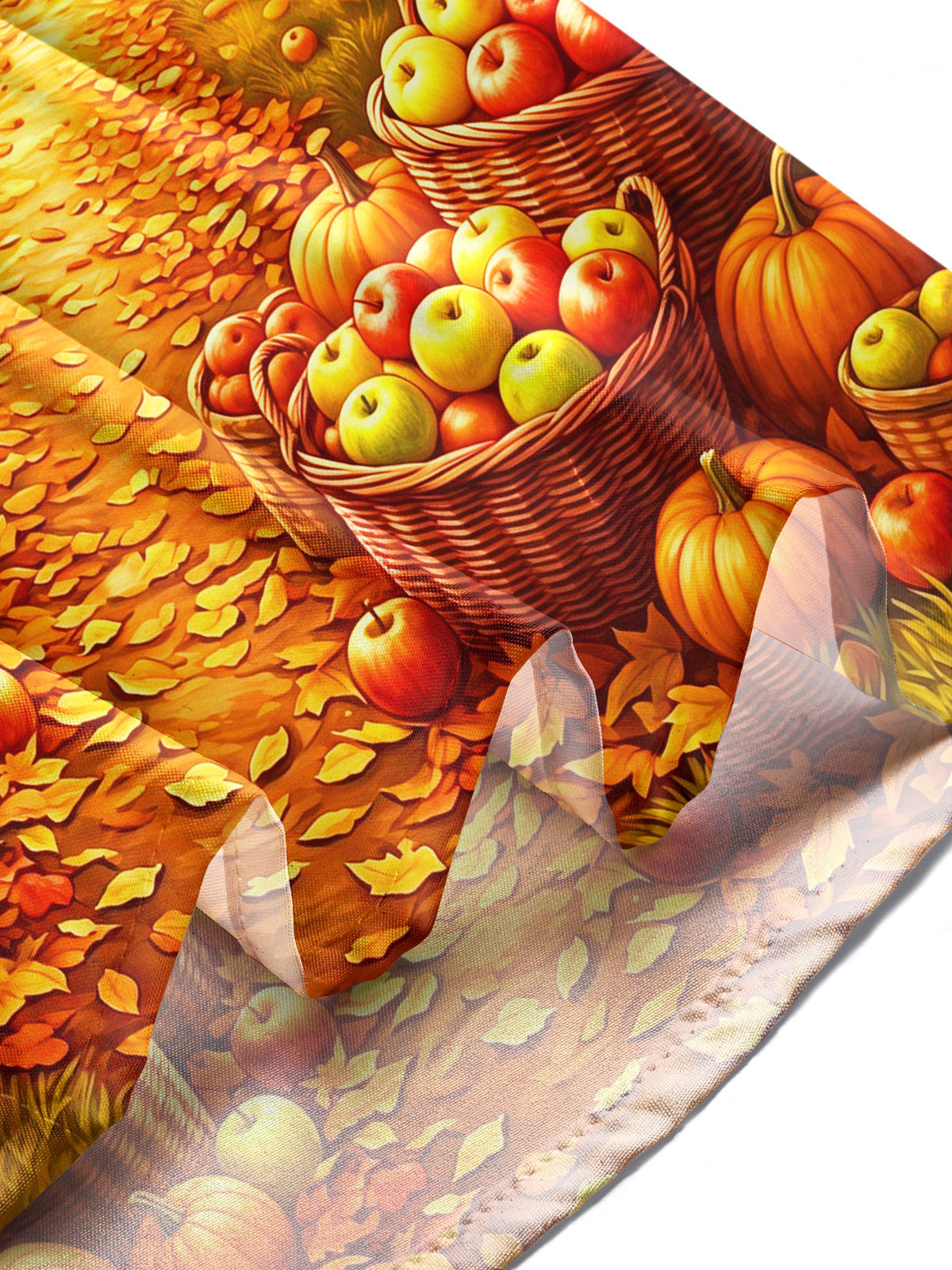 Oceanlyte Men's Long Sleeve Shirt - Autumn Orchard Path With Apples And Pumpkins Print with Chest Pocket