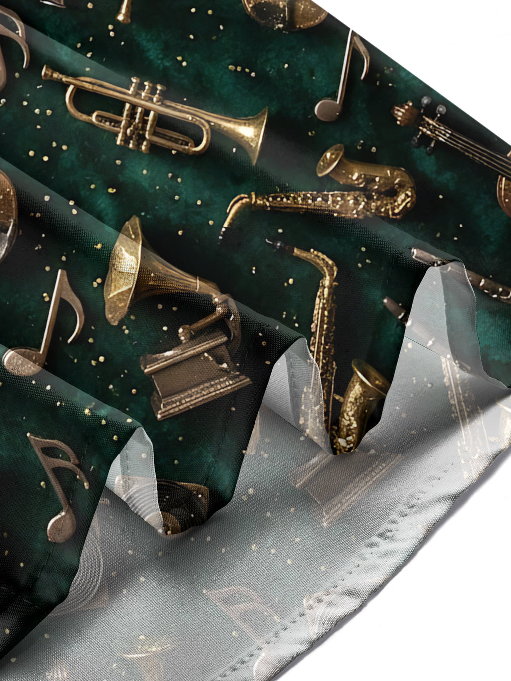 Oceanlyte Men's Vintage Musical Instruments And Notes Print Long Sleeve Shirt with Chest Pocket