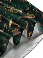 Oceanlyte Men's Vintage Musical Instruments And Notes Print Long Sleeve Shirt with Chest Pocket