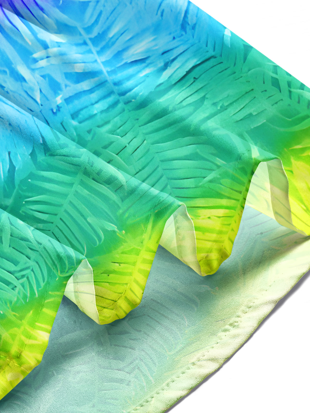 Oceanlyte Men's Tropical Rainbow Gradient Palm Leaf Print Long Sleeve Button Down Shirt with Chest Pocket