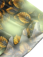 Oceanlyte Men's Hawaiian Golden Leaf Pattern Short Sleeve Shirt with Chest Pocket