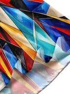 Oceanlyte Men's Colorful Geometric Abstract Shapes Print Long Sleeve Shirt with Chest Pocket