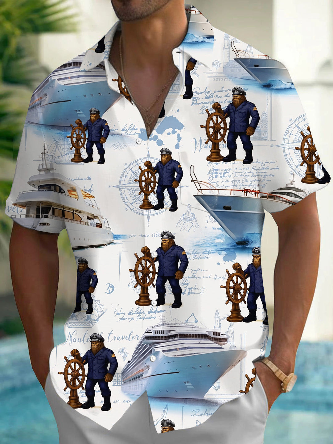 Hawaiian Bigfoot Cruise Men's Pocket Short Sleeve Shirts