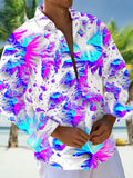 Oceanlyte Men's Abstract Psychedelic Swirl Print Long Sleeve Button Down Shirt with Chest Pocket