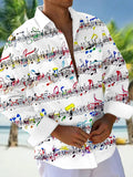 Oceanlyte Men's Graphic Colorful Musical Notes Print Long Sleeve Button Down Shirt with Chest Pocket