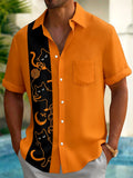 Oceanlyte Men's Cat Yarn Ball Graphic Print Short Sleeve Button Down Shirt with Chest Pocket