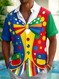 Oceanlyte Men's Clown Costume Graphic Print Short Sleeve Button Down Shirt with Chest Pocket