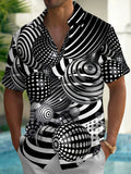 Oceanlyte Men's 3D 3D Abstract Spheres Print Short Sleeve Shirt with Chest Pocket