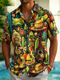 Oceanlyte Men's Graphic Day Of The Dead Skulls Print Short Sleeve Shirt with Chest Pocket