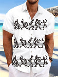 Oceanlyte Men's Graphic Musical Note Staff Print Short Sleeve Shirt with Chest Pocket