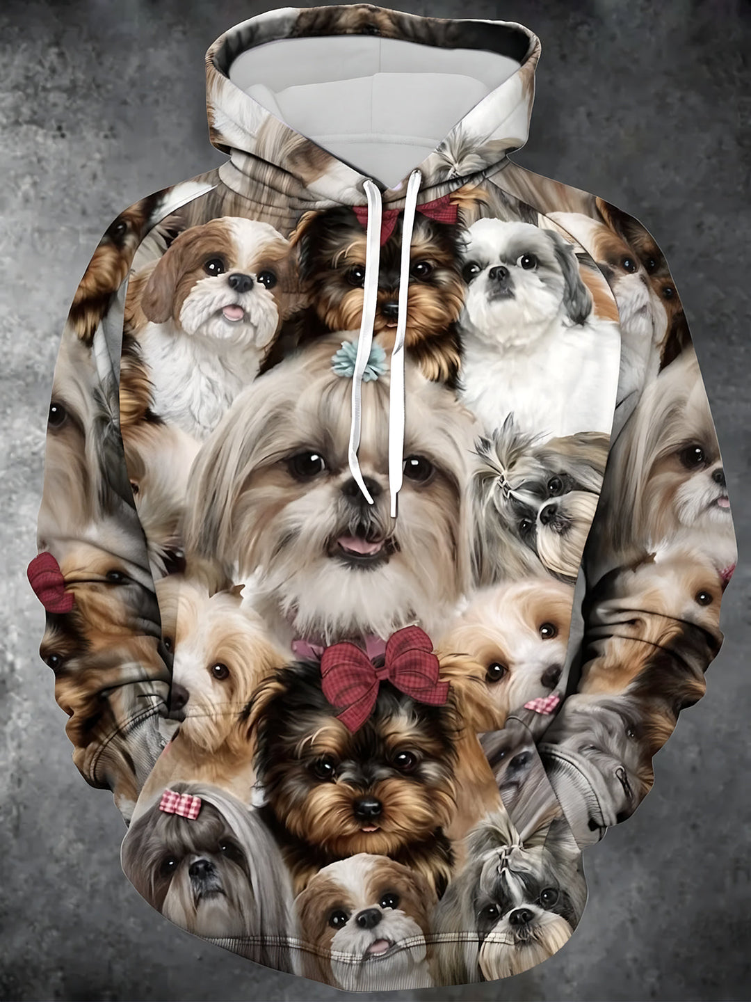 Funny Dog Print Men's Long Sleeve Pocket Hooded Sweatshirt