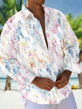 Oceanlyte Men's Pixelated Geometric Gradient Print Long Sleeve Shirt with Chest Pocket