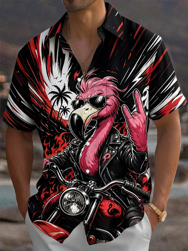 Oceanlyte Men's Hawaiian Palm Trees Print Short Sleeve Shirt with Chest Pocket