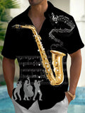 Oceanlyte Men's Graphic Saxophone Print Short Sleeve Shirt with Chest Pocket