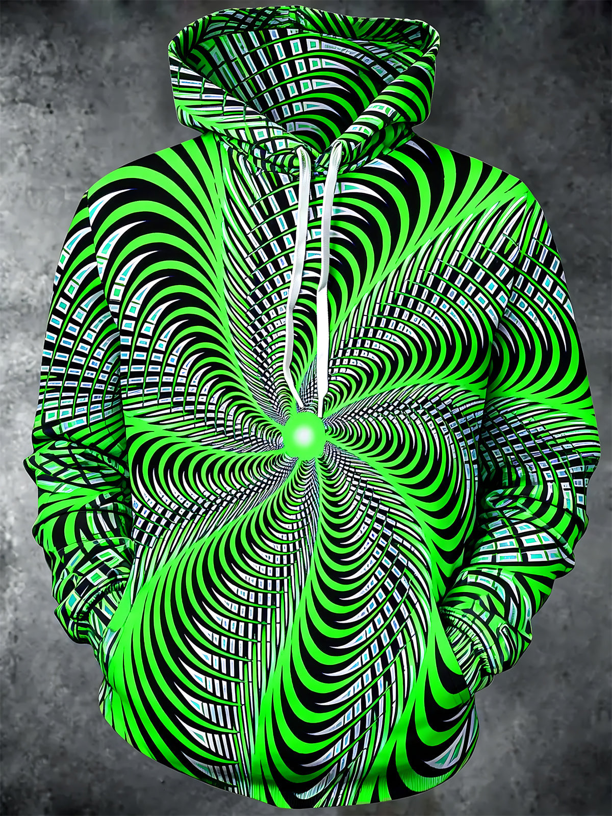 Oceanlyte Men's Optical Illusion Spiral Print Long Sleeve Hoodie with Chest Pocket