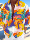 Oceanlyte Men's Printed Abstract Gradient Print Long Sleeve Shirt with Chest Pocket