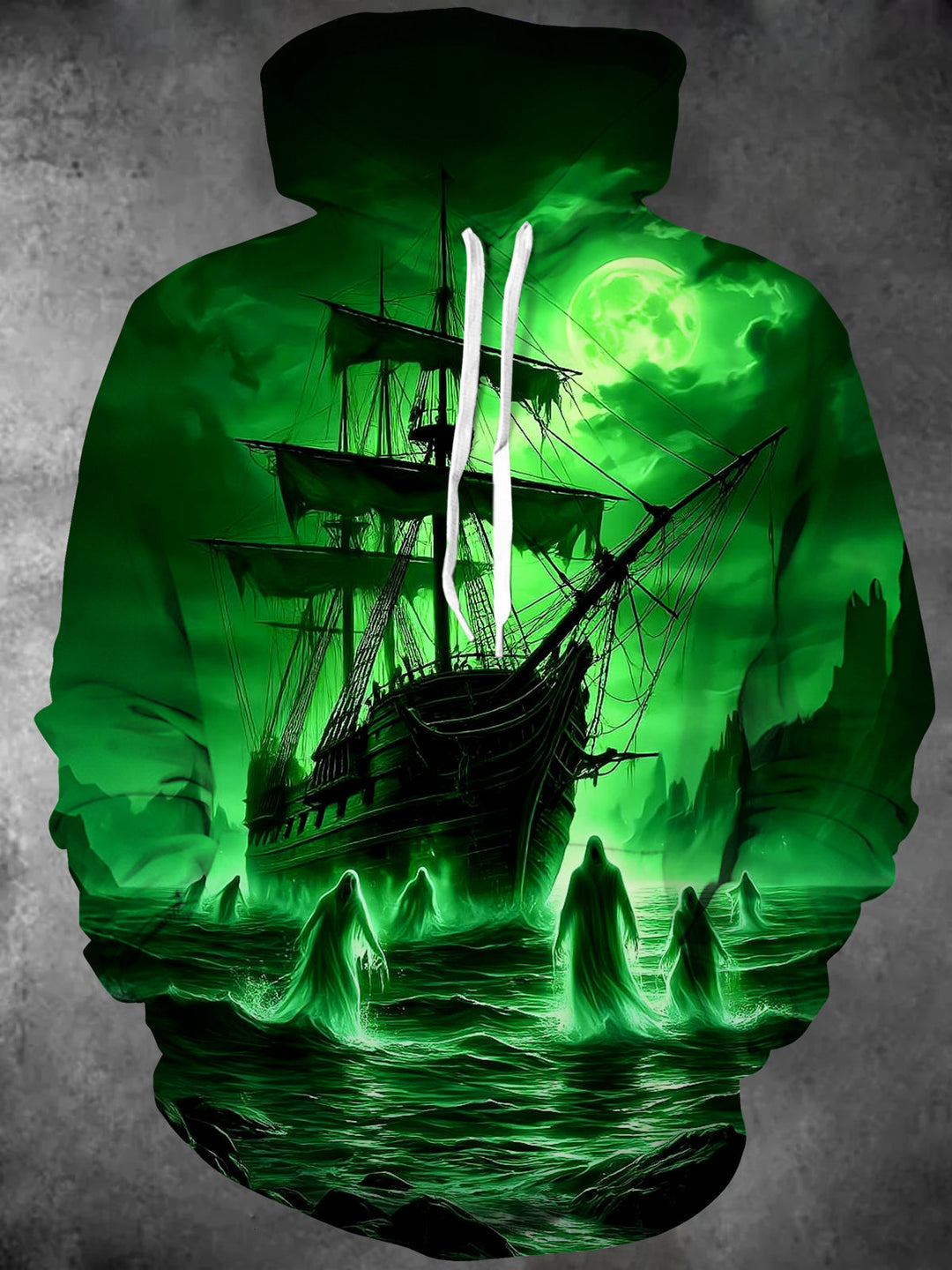 Oceanlyte Men's Graphic Halloween Print Sailor Print Long Sleeve Hoodie with Chest Pocket