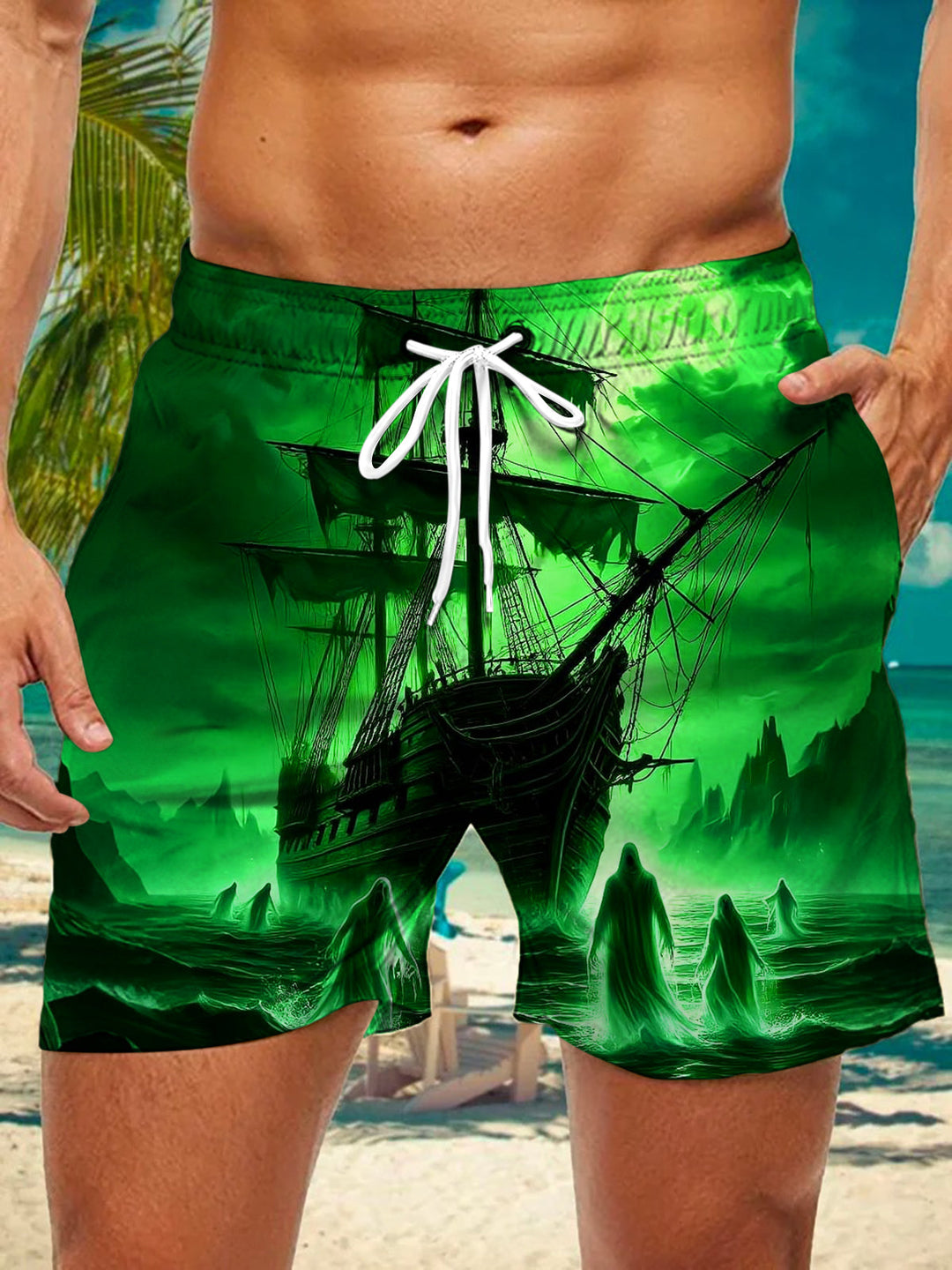 Oceanlyte Men's Graphic Printed Shorts Print Shorts with Chest Pocket
